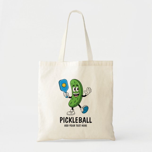 Tote Bag Personalized Cute Pickle Playing Pickleball Funny (Devant)