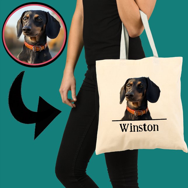 Tote Bag Personalized Dachshund Tote–Custom Pet Portrait (Créateur téléchargé)