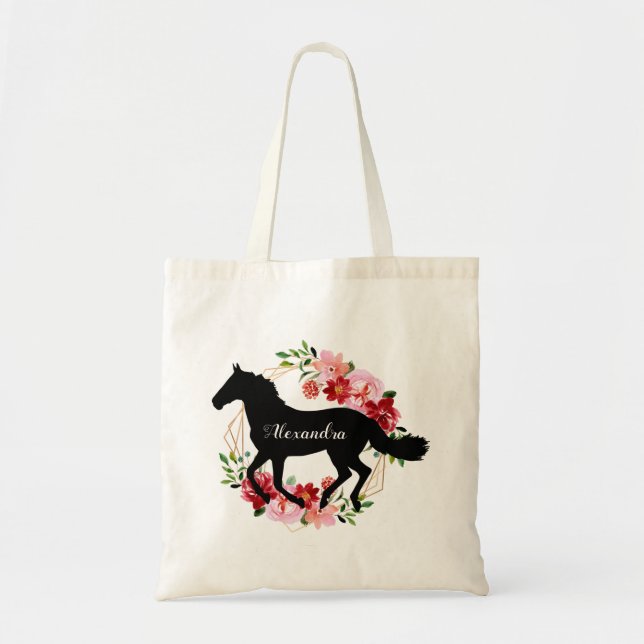 Tote Bag Personalized Equestrian Horse Riding Custom Name (Devant)