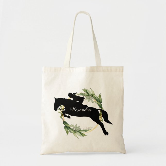 Tote Bag Personalized Equestrian Horse Riding Custom Name (Devant)