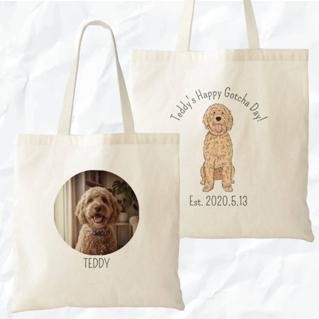 Tote Bag Personalized Golden Doodle Happy Gotcha Day (Créateur téléchargé)