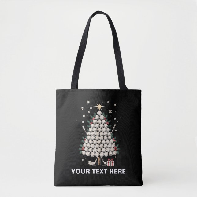 Tote Bag Personalized Golf Christmas Tree Equipment Family (Devant)