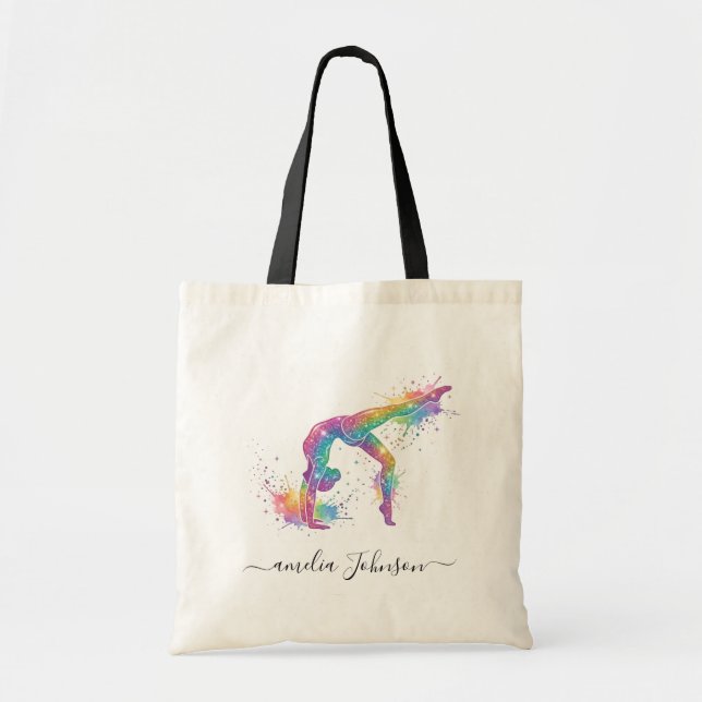 Tote Bag Personalized Gymnastics Glitter   (Devant)