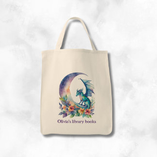 Tote Bag Personalized Kid's Dragon Library Book