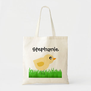 Tote Bag Personalized Kid's Easter Egg Hunt Cute Chick