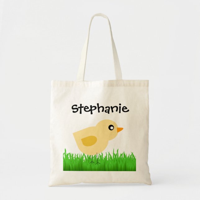 Tote Bag Personalized Kid's Easter Egg Hunt Cute Chick (Devant)