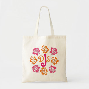 Tote Bag Personalized Monogram Hibiscus Floral Monogram Bag