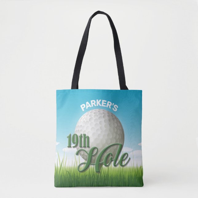 Tote Bag PERSONALIZED NAME Golfer Golf Pro Ball 19th Hole (Devant)