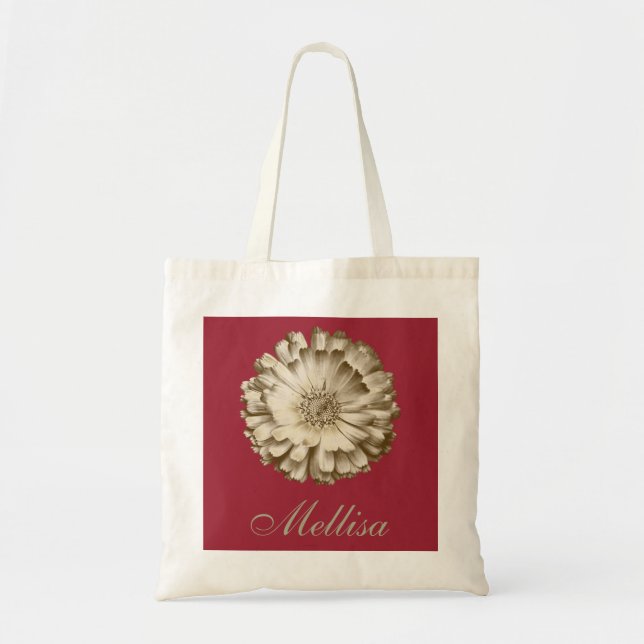 Tote Bag Personalized Name Monogram Golden Sunflower (Devant)