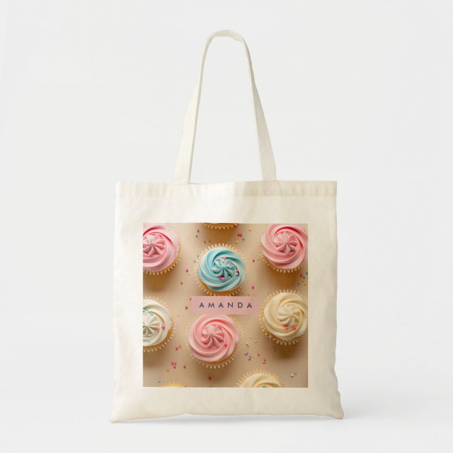 Tote Bag Personalized Pastel Cupcake Sprinkle (Devant)