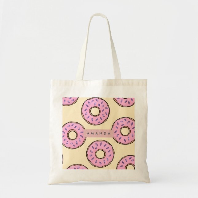 Tote Bag Personalized Pastel Pink Donut  (Devant)