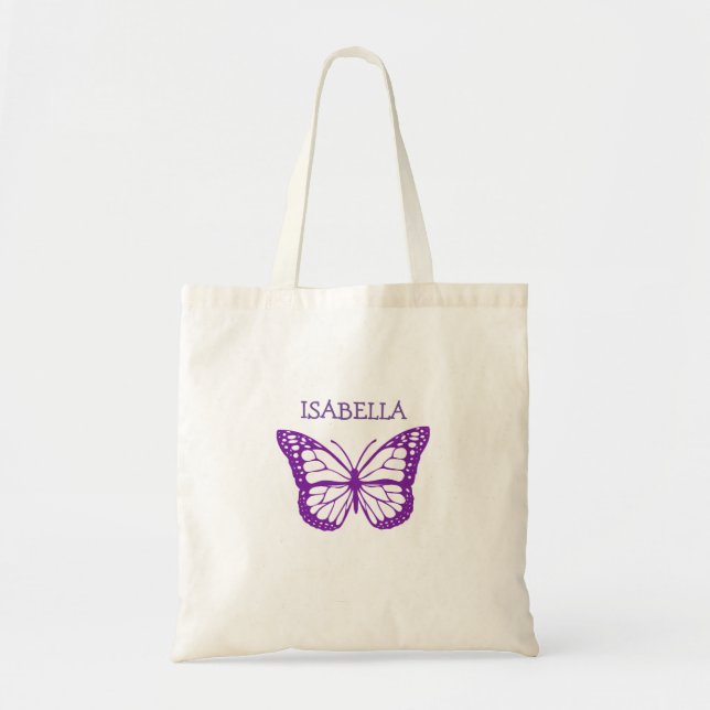 Tote Bag Personalized Purple Butterfly (Devant)