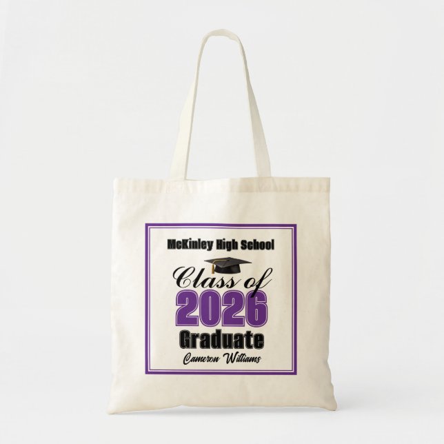 Tote Bag Personalized Purple Class of 2026 Graduation Party (Devant)