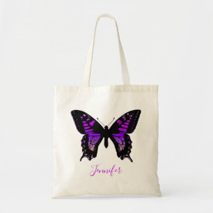 Tote Bag Personalized Purple Ombre Wing Butterfly