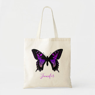 Tote Bag Personalized Purple Ombre Wing Butterfly