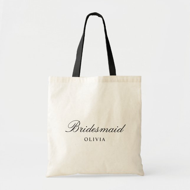 Tote Bag Personalized Simple Stylish Script Bridesmaid Name (Devant)