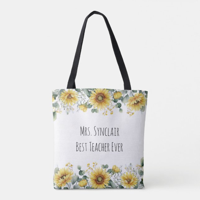 Tote Bag Personalized Sunflower Teacher Thank You (Dos)