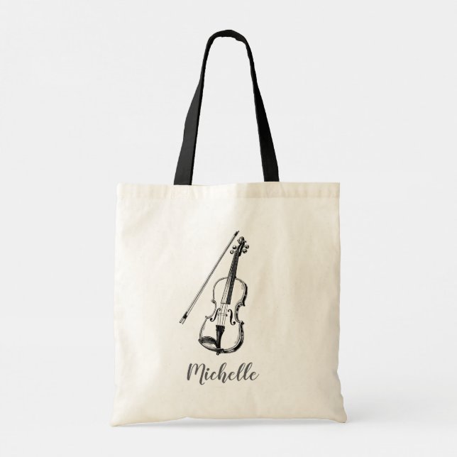 Tote Bag Personalized Vintage Violin musical (Dos)
