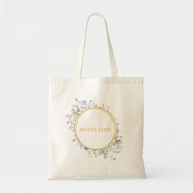 Tote Bag Personalized Wildflower Gold (Devant)