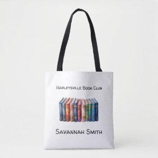Tote Bag Personalized with Name Book Club with Books