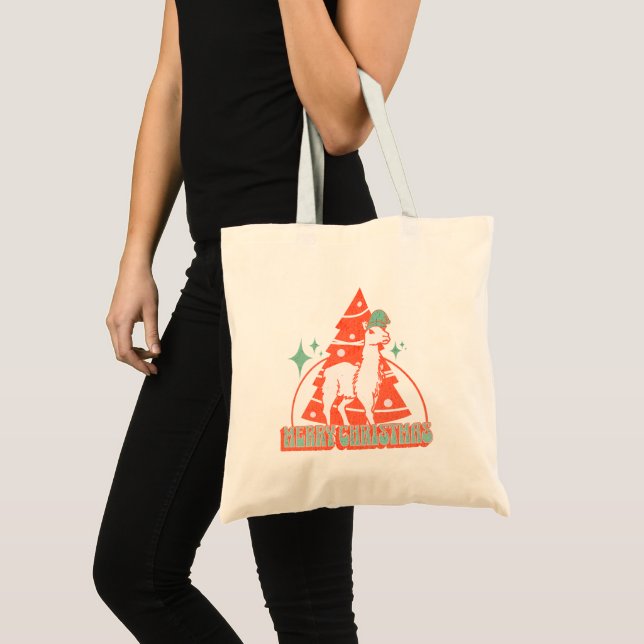 Tote Bag Personnage d'animal de Noël Lama Rétro (Devant (produit))