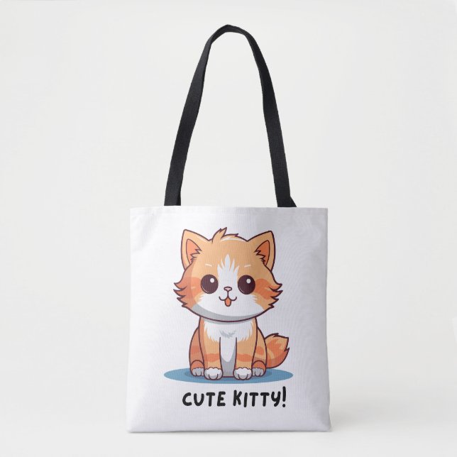 Tote Bag Personnage de chat adorable 'Cute Kitty'  (Devant)