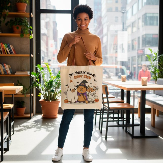 Tote Bag Personnalisable Halloween Capybara Funny "Cappy Cr (Créateur téléchargé)