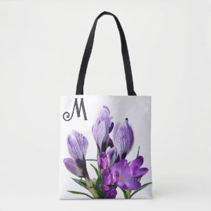 Tote Bag Personnalisable M monogramme violet floral tendanc