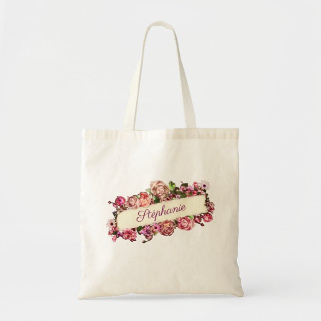 Tote Bag Personnalisable Vintage Charmant Fleurie Demoisell (Devant)