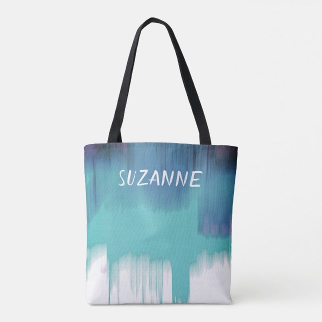 Tote Bag personnalisation bleu abstrait art fourre-tout (Dos)