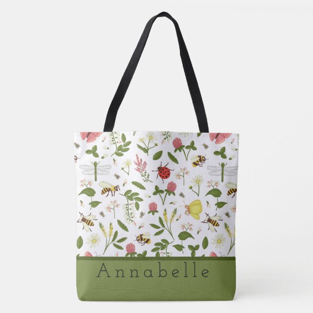 Tote Bag Personnalisation des coccinelles et des papillons  (Devant)