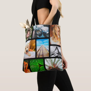 Tote Bag Personnalisé 18 Photo Collage Modèle noir