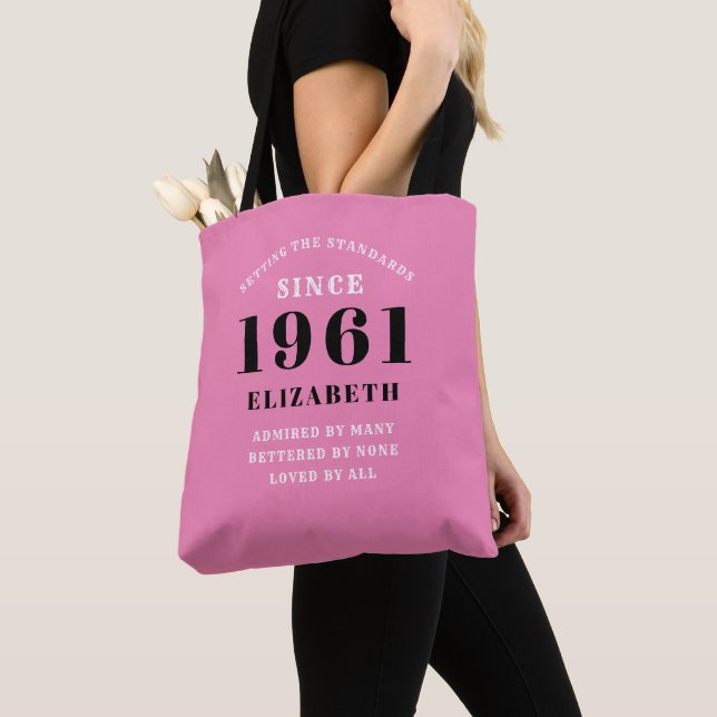 Tote Bag Personnalisé 60e anniversaire 1961 Elégant Chic Pi (De près)