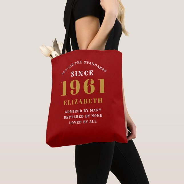 Tote Bag Personnalisé 60e anniversaire 1961 Elégant Chic Re (De près)