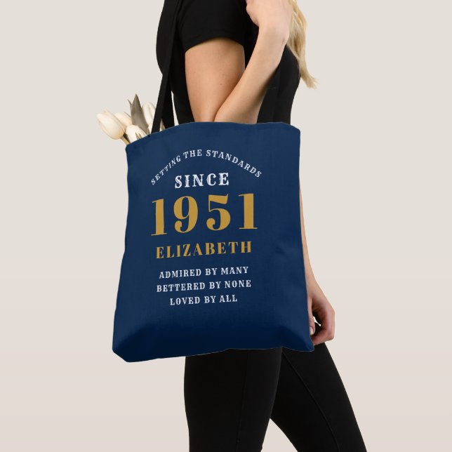 Tote Bag Personnalisé 70e anniversaire 1951 Elégant Chic Bl (De près)