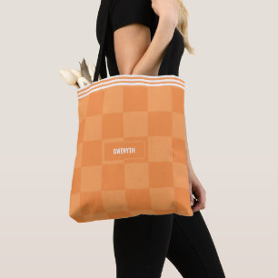 Tote Bag Personnalisé À damiers orange