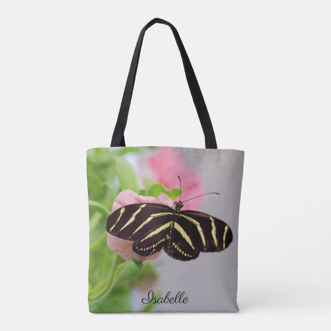 Tote Bag Personnalisé avec le nom Zebra Longwing Butterfly (Dos)