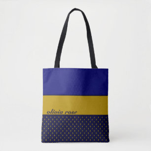 Tote Bag Personnalisé bleu et or