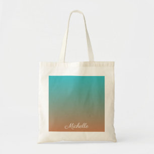 Tote Bag Personnalisé brun et bleu ombre