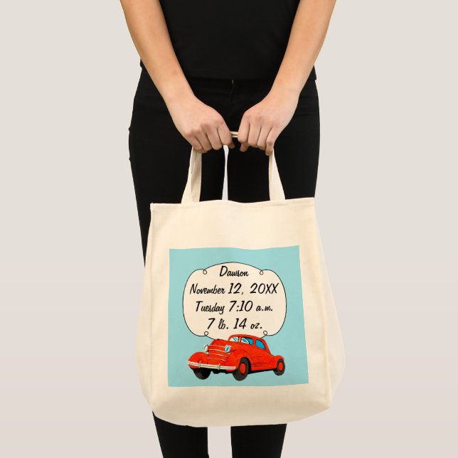 Tote Bag Personnalisé Classic Car Baby Boy Stats (Devant (produit))