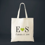Tote Bag Personnalisé Coeur Monogramme Faveur de mariage<br><div class="desc">Design monogramme de coeur moderne et mignon avec les initiales monographiques personnalisées de la mariée et du marié et la date de mariage personnalisée. Parfait pour les sacs fourre-tout de mariage, la Saint-Valentin, cadeau d'anniversaire ou toute occasion! Cliquez sur le bouton "Customiser" pour ajouter votre propre texte personnalisé et modifier...</div>