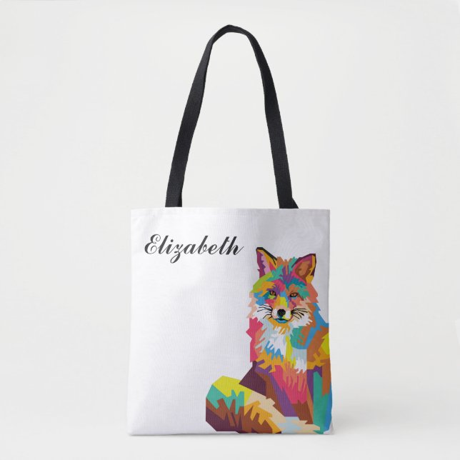 Tote Bag Personnalisé Coloré Pop Art Fox (Devant)