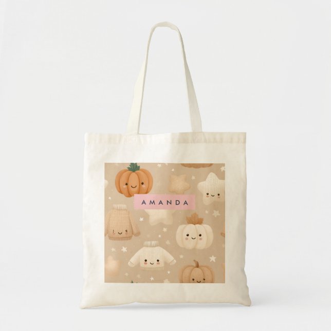 Tote Bag Personnalisé Cosy Automne Citrouille neutre (Devant)