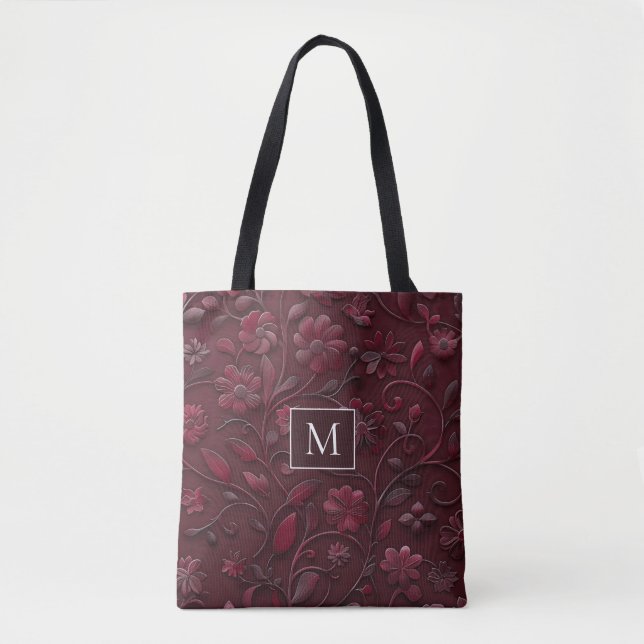 Tote Bag Personnalisé élégant Red Floral Fourre-tout (Devant)