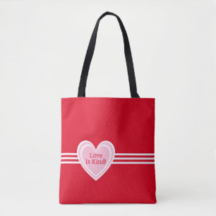 Tote Bag Personnalisé Élégant rose blanc amour Coeur rouge