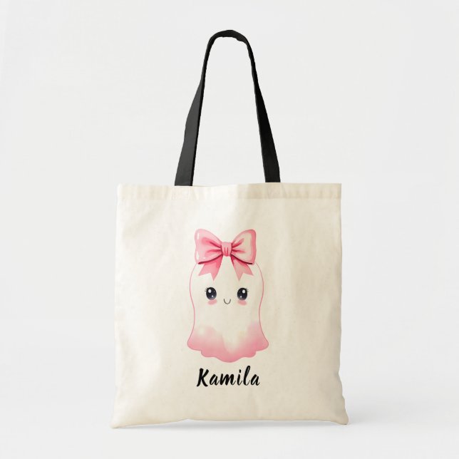 Tote Bag Personnalisé Enfants Cute Ghost Halloween Treat (Devant)