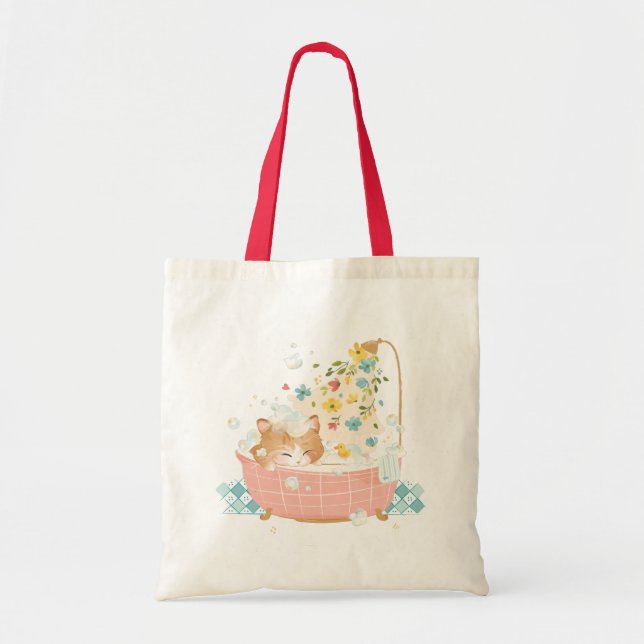 Tote Bag [Personnalisé] Fête du chat - Bain à bulle de prin (Devant)