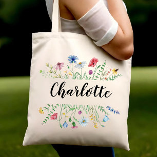 Tote Bag Personnalisé Fleur sauvage esthétique Anniversaire