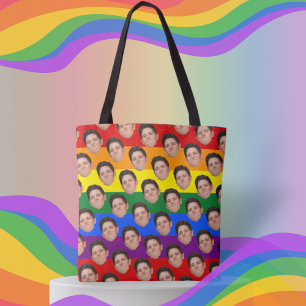 Tote Bag Personnalisé Funny Face Photo Gay pride Rainbow Sa
