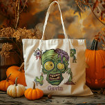 Tote Bag Personnalisé Funny Zombie Garçon Trick Ou Treat Ca<br><div class="desc">Faites de l'Halloween une explosion avec notre personnalisation Funny Zombie Garçon Trick or Treat Candy Sac fourre-tout! Ce charmant sac fourre-tout est décoré d’un dessin humoristique de garçon zombie qui fera sourire votre enfant. Parfait pour la collecte de tous leurs goodies d'Halloween, ce sac est aussi fonctionnel qu'amusant. Conçu à...</div>